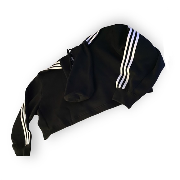 ADIDAS NWT Black Crop Hoodie Medium - Picture 7 of 9